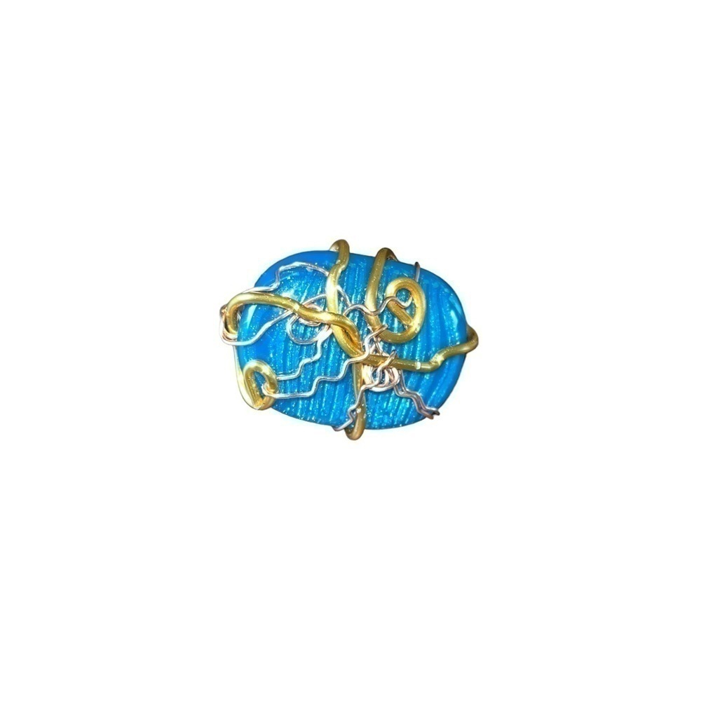 Handcrafted Woman’s Blue Stone Wired Ring - Picture 3 of 7